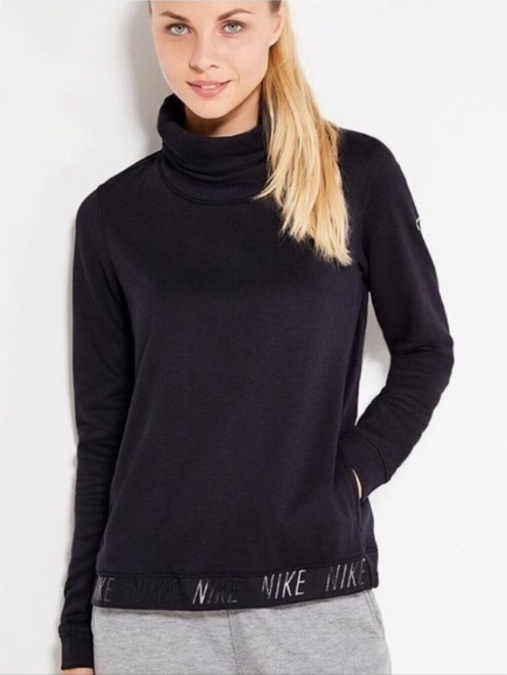 Nike Women's Black Cowl Neck Pullover Dri-fit Sweater, Size S